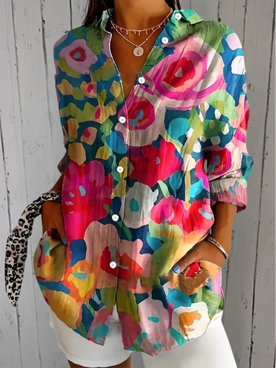 Annick™ | Blouse Artistique Vive à Boutons