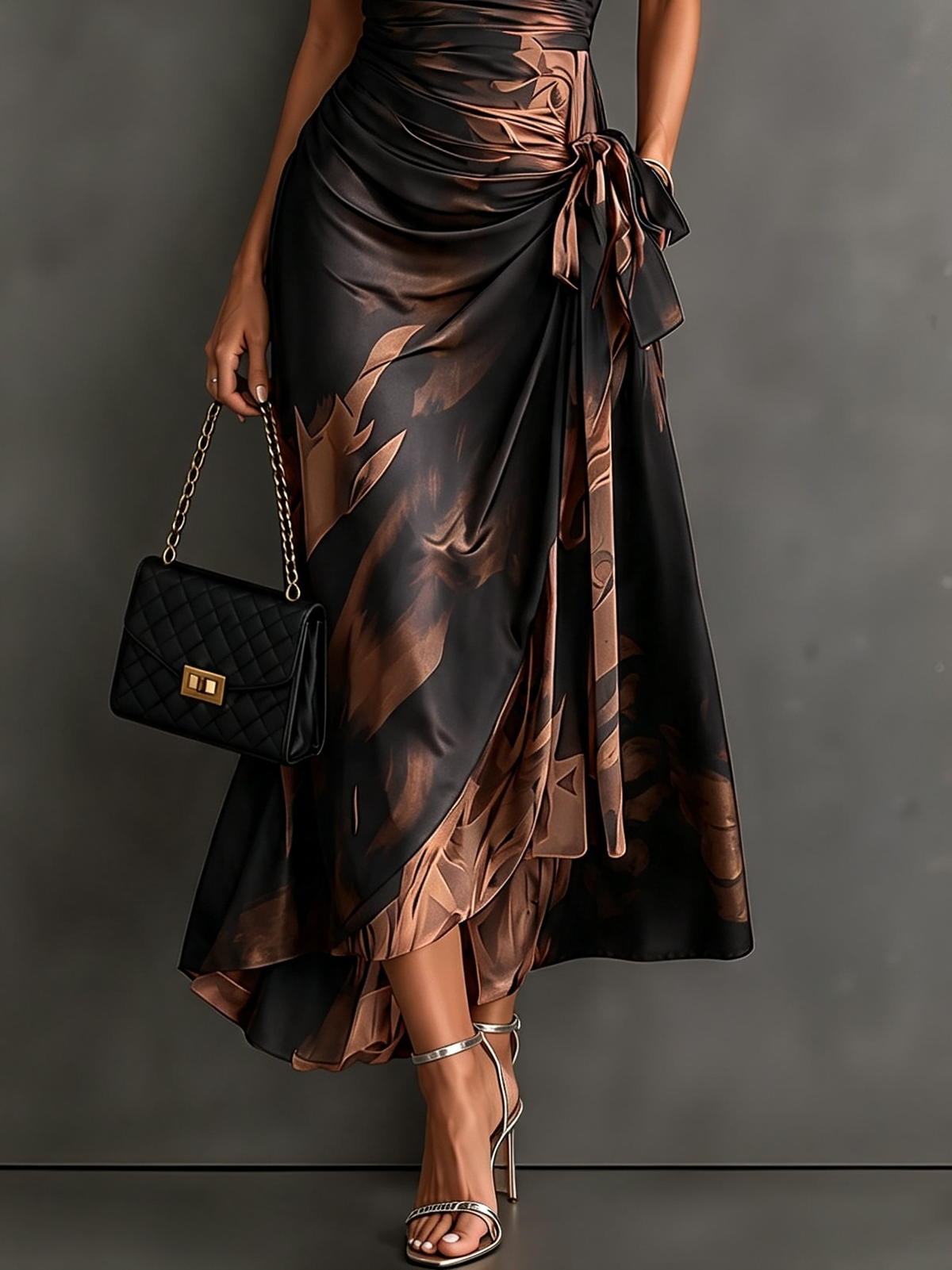 Valentina | Vestido Cruzado Estampado Marrón