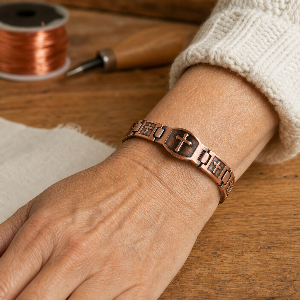 Bracelet en cuivre Croix