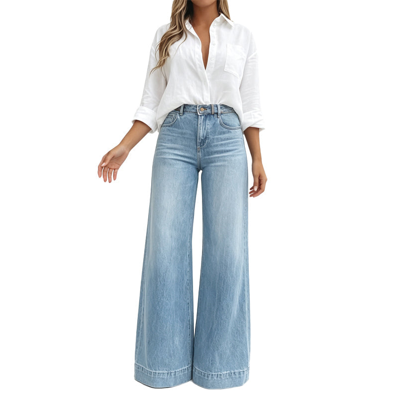 Lucía | Jean large taille haute effet galbant