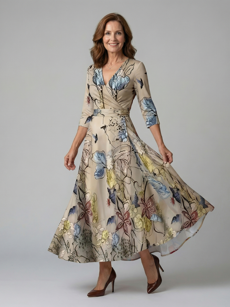 ROCÍO | Robe midi croisée avec col Celine