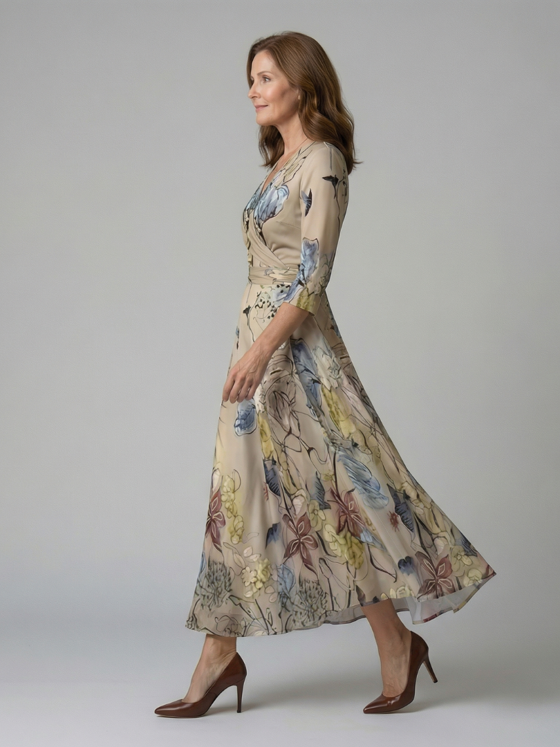 ROCÍO | Robe midi croisée avec col Celine