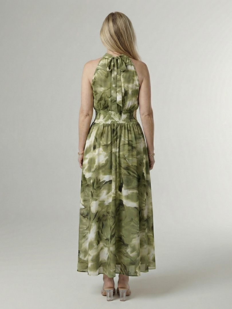 ROCÍO | Robe midi à encolure américaine froncée Sylin
