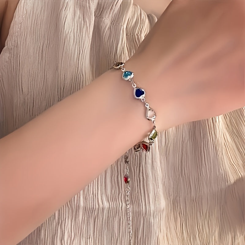 Bérénice™ | Bracelet Doré Cœurs Multicolores