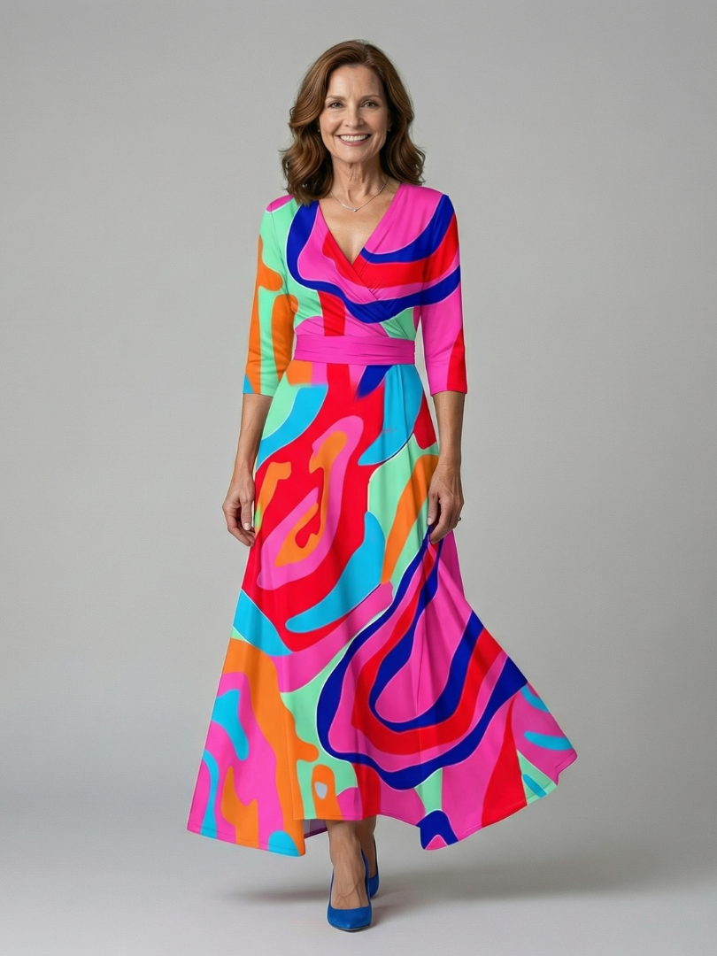 ROCÍO | Robe midi croisée avec col Celine