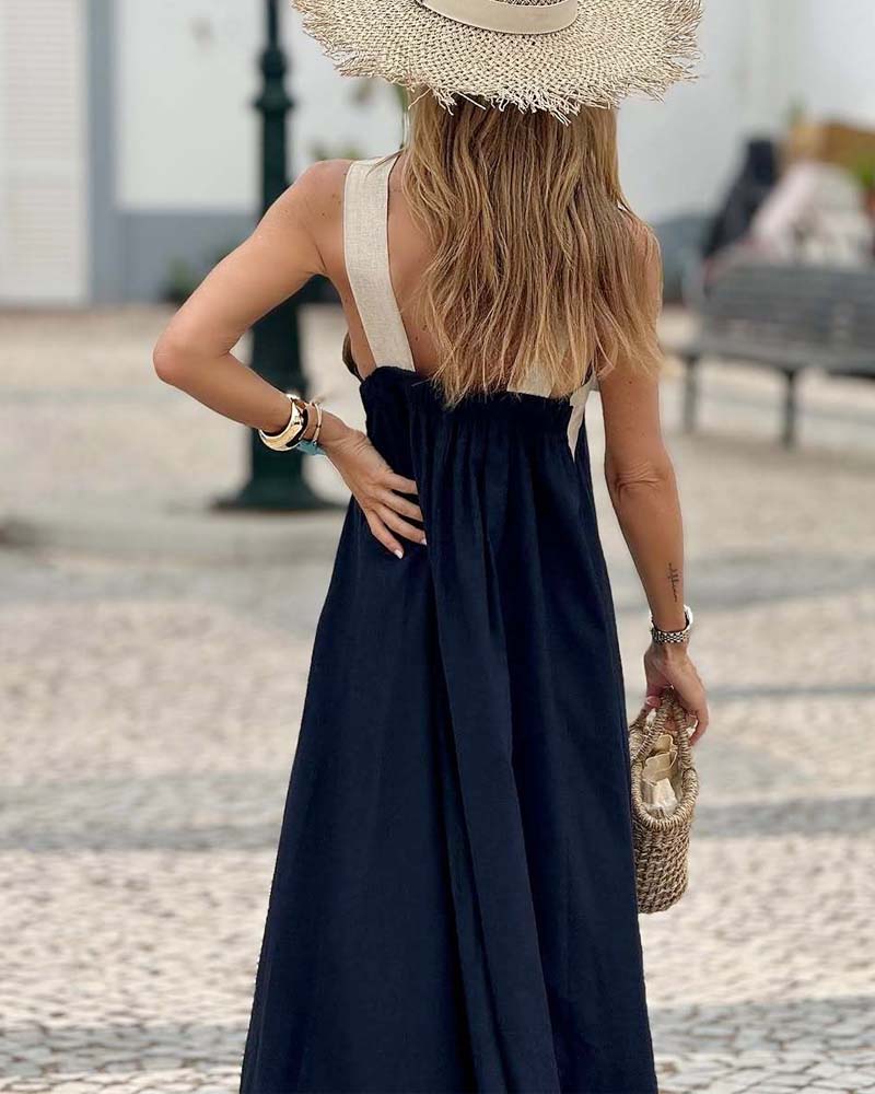 Clara - Vestido maxi halter bicolor
