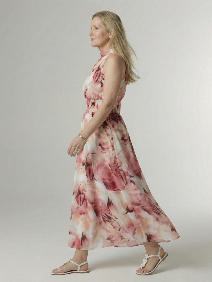 ROCÍO | Robe midi à encolure américaine froncée Sylin
