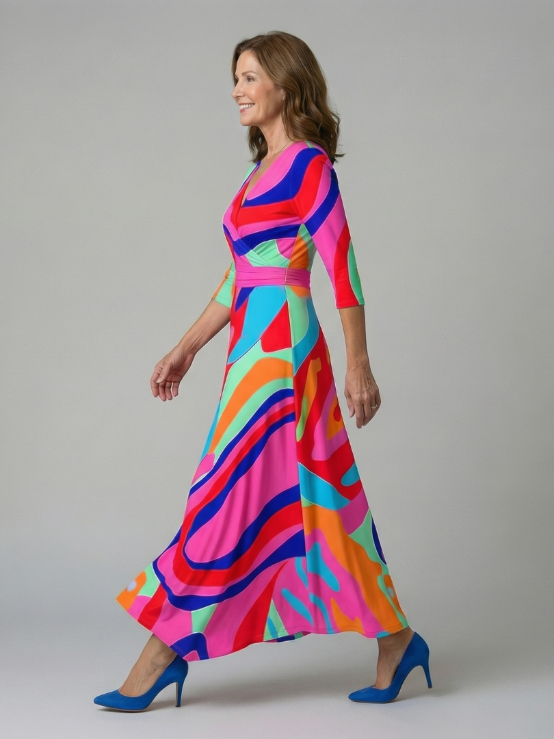 ROCÍO | Robe midi croisée avec col Celine