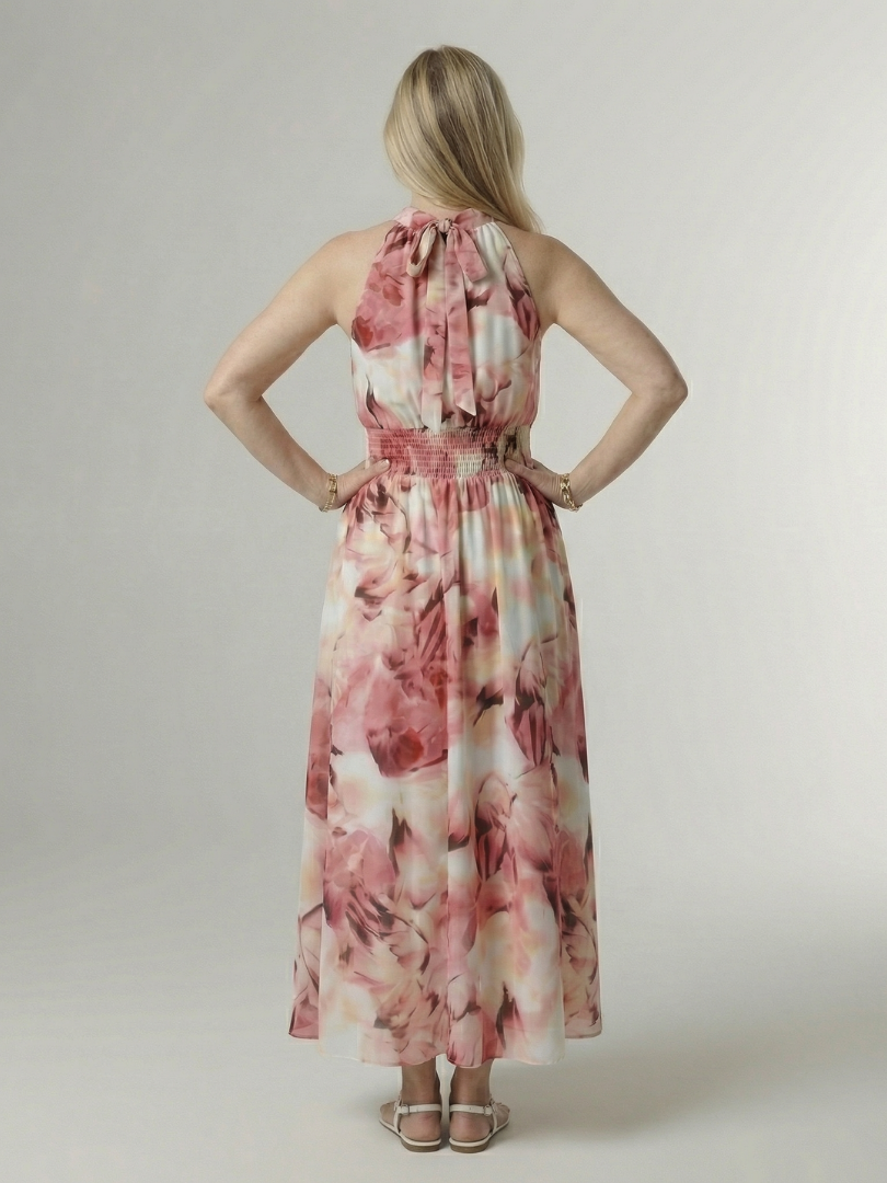 ROCÍO | Robe midi à encolure américaine froncée Sylin