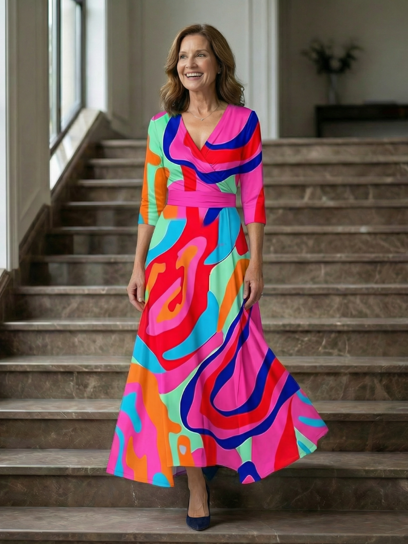 ROCÍO | Robe midi croisée avec col Celine