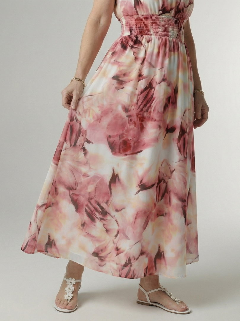 ROCÍO | Robe midi à encolure américaine froncée Sylin