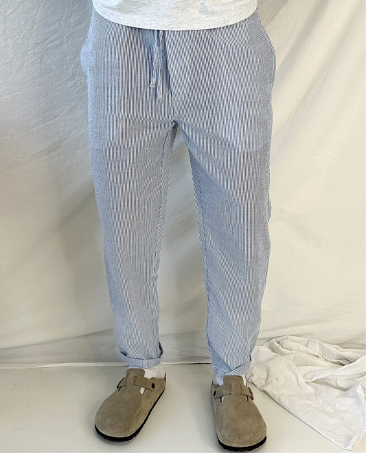Pantalon en lin rayé Cortina