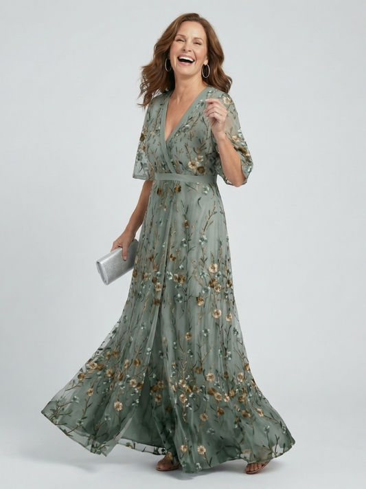 ROCÍO | Robe longue à dos nu à fleurs Selena