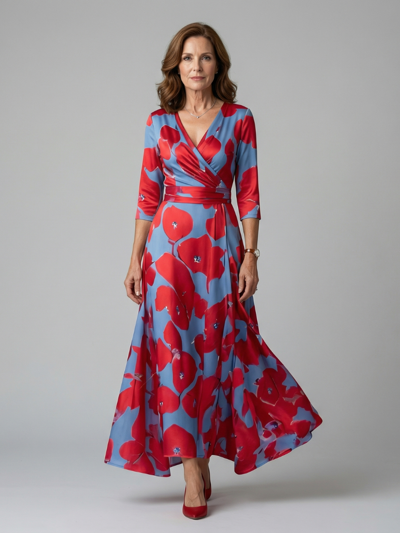 ROCÍO | Robe midi croisée avec col Celine