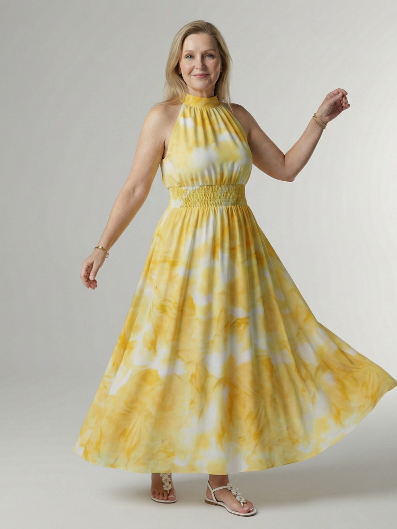 ROCÍO | Robe midi à encolure américaine froncée Sylin