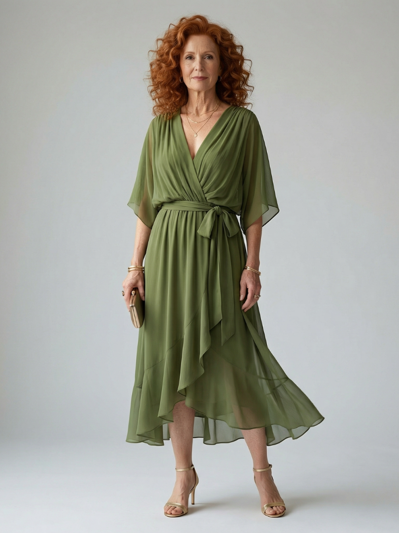 ROCÍO | Robe midi drapée Elric