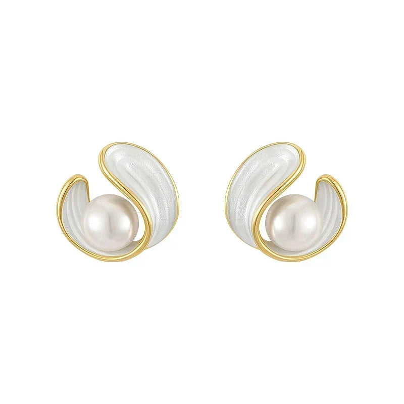 Iris™ | Boucles d'Oreilles Pendantes Opale & Perle Dorées