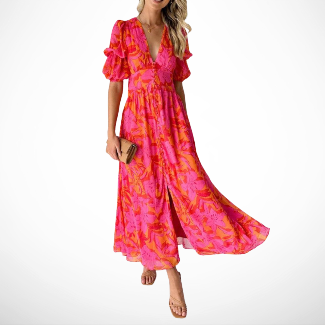 Gala - Vestido maxi de colores vibrantes