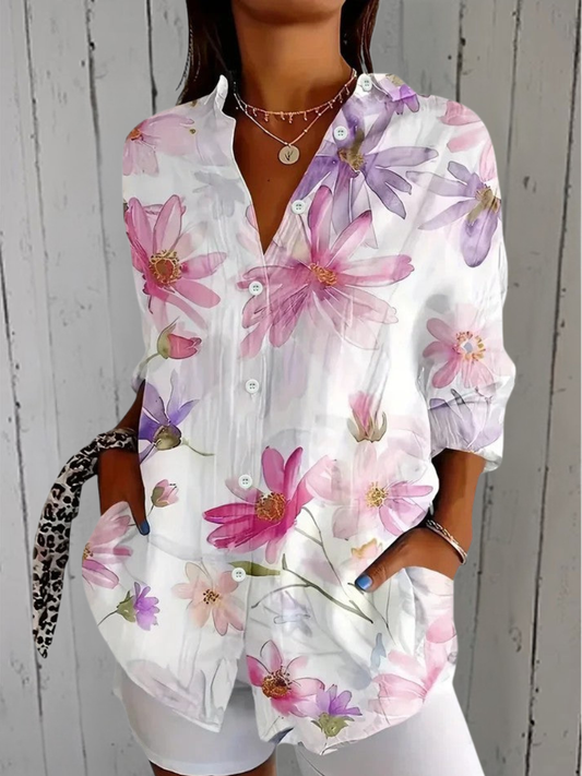 Dalila™ | Blouse Vive et Artistique à Boutons