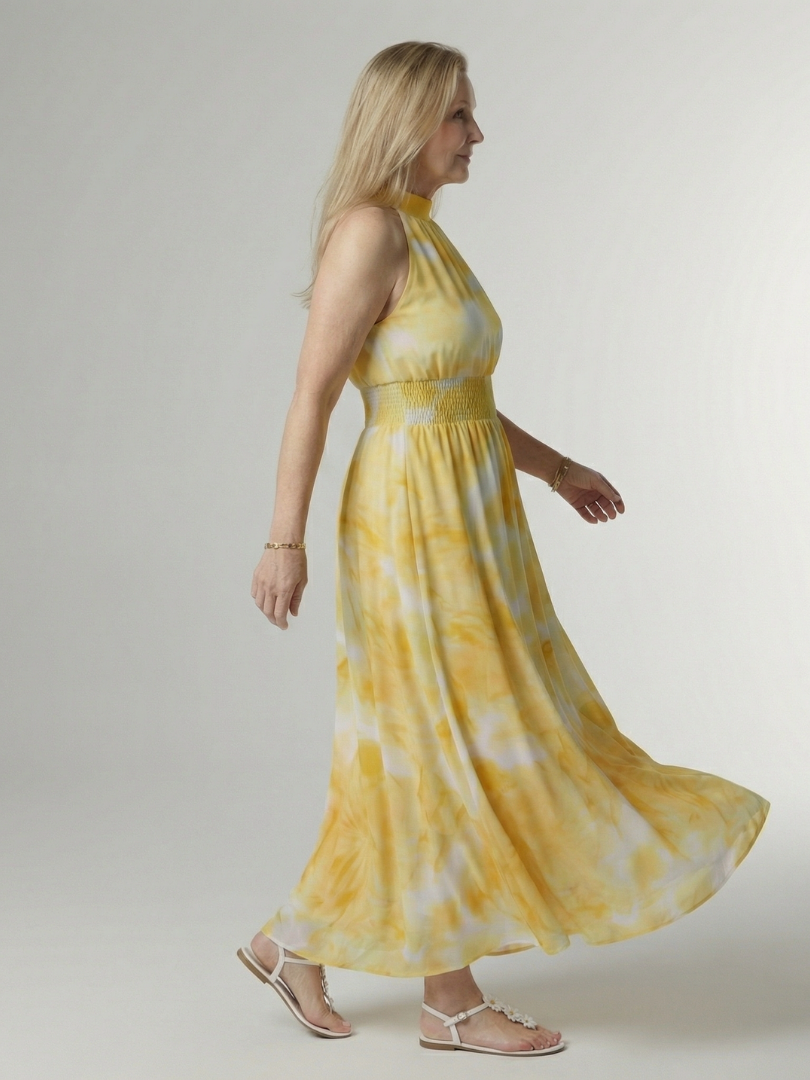 ROCÍO | Robe midi à encolure américaine froncée Sylin