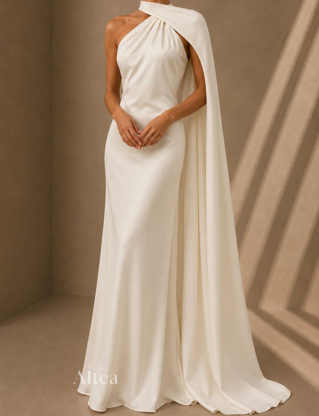 Robe longue asymétrique en satin Vittoria