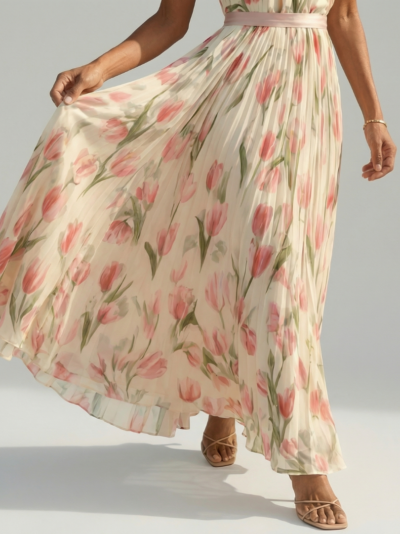 ROCÍO | Robe midi à col dos nu à motif floral Aurelle