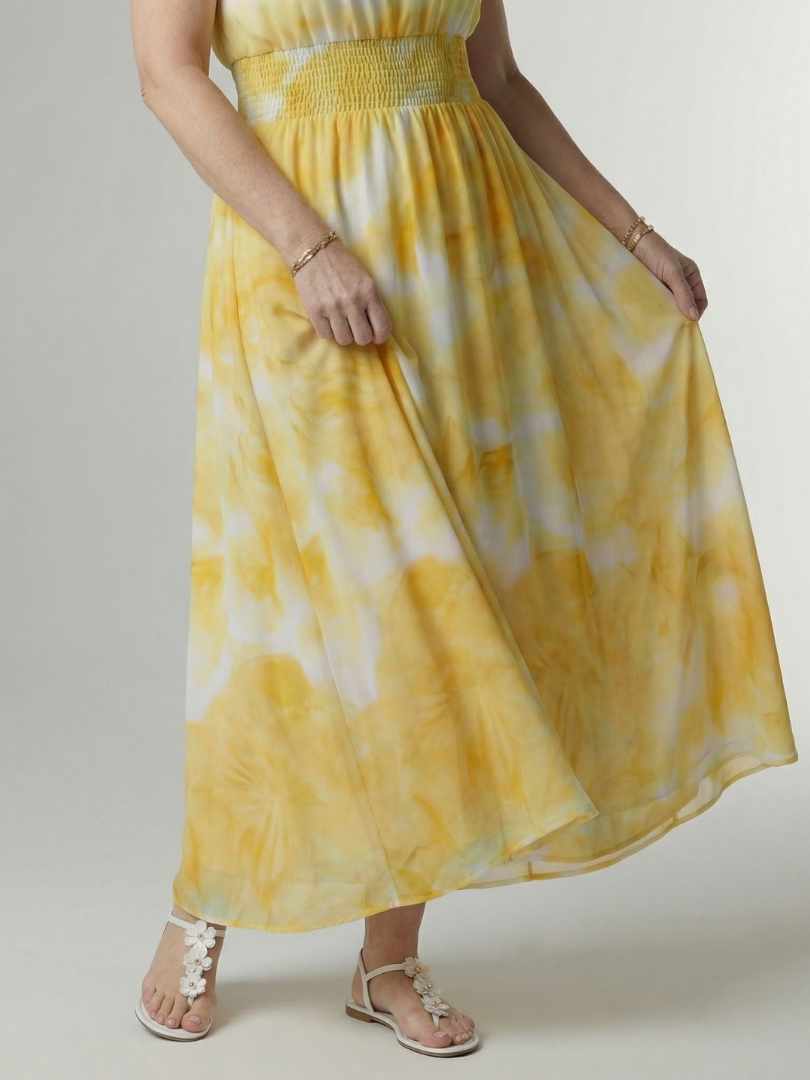 ROCÍO | Robe midi à encolure américaine froncée Sylin
