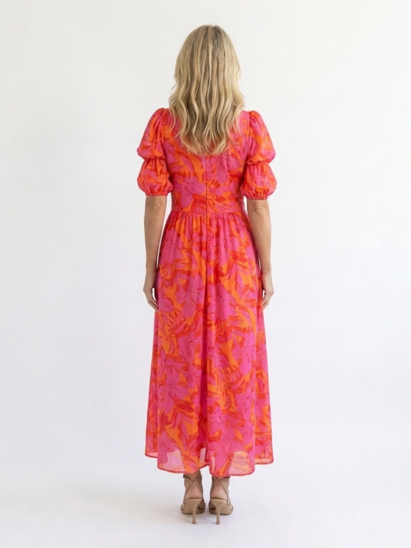 ROCÍO | Vestido Midi de Mangas Abullonadas
