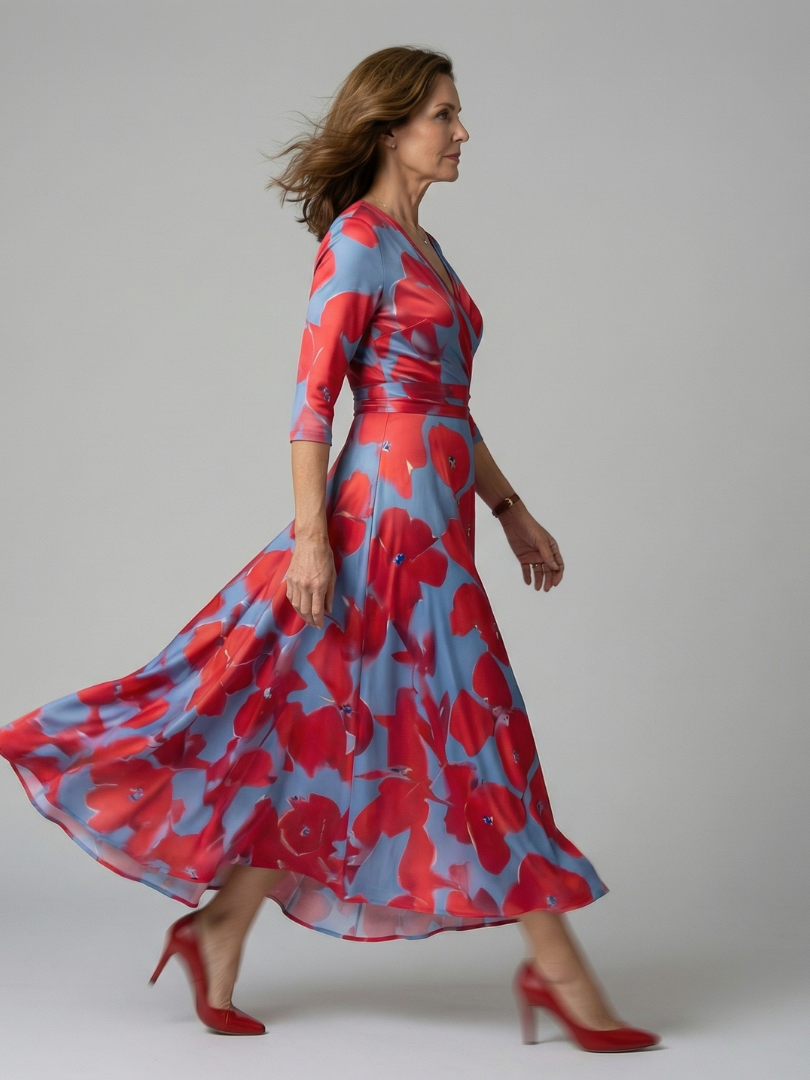 ROCÍO | Robe midi croisée avec col Celine