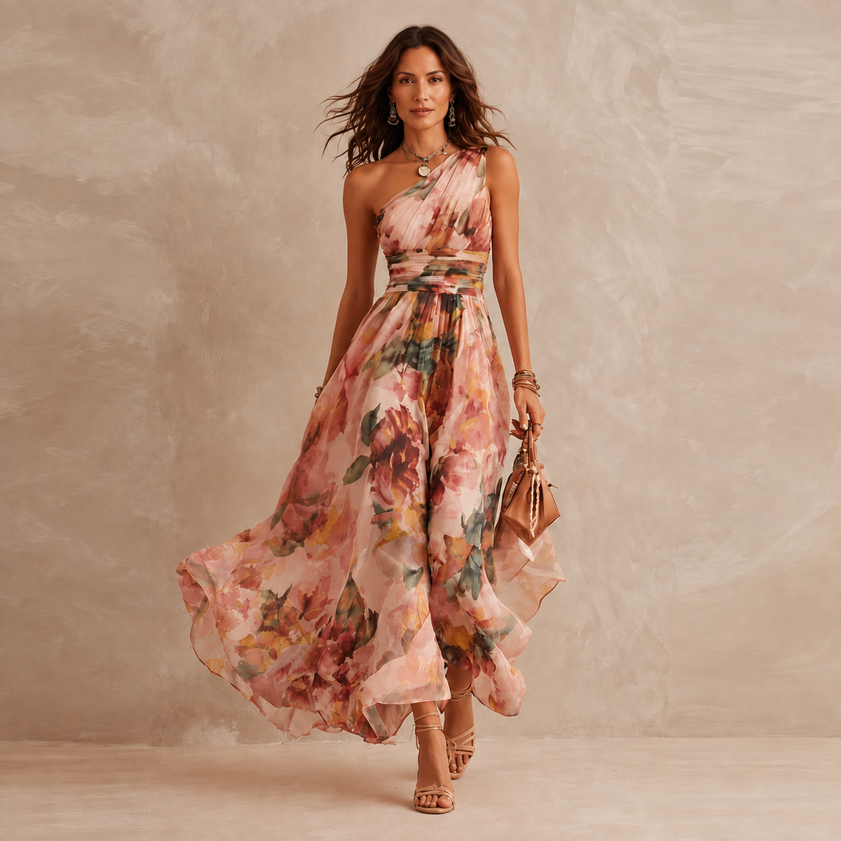 Celeste | Robe longue à fleurs asymétrique