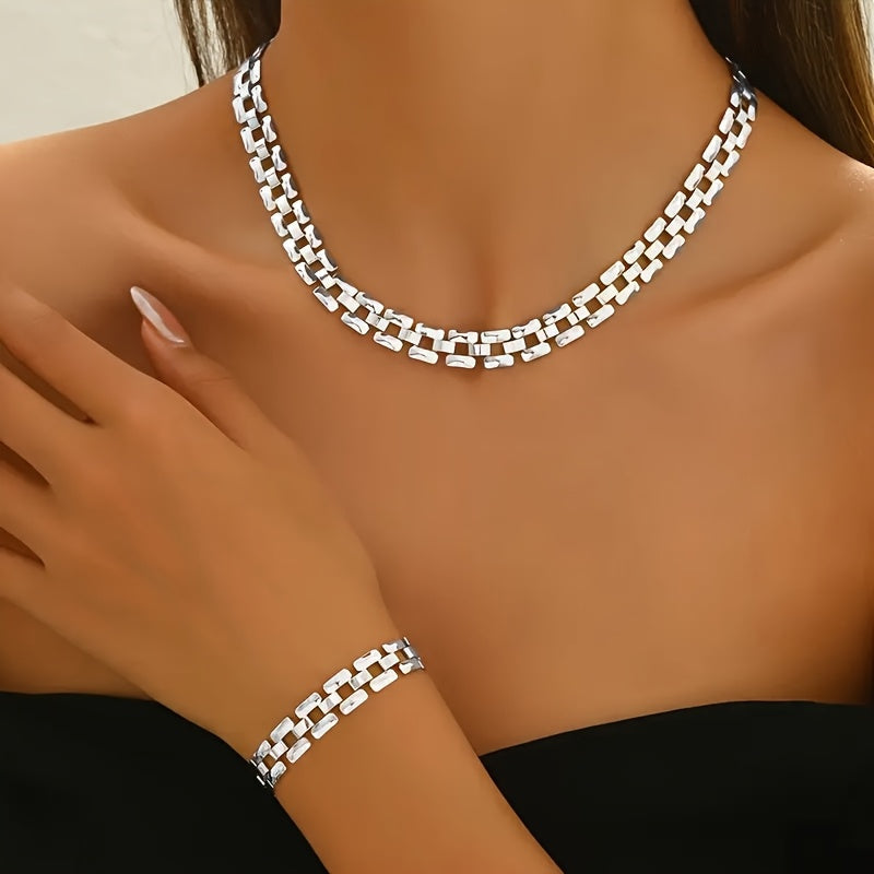Bertille™ | Set Collier & Bracelet Boucle Carrée