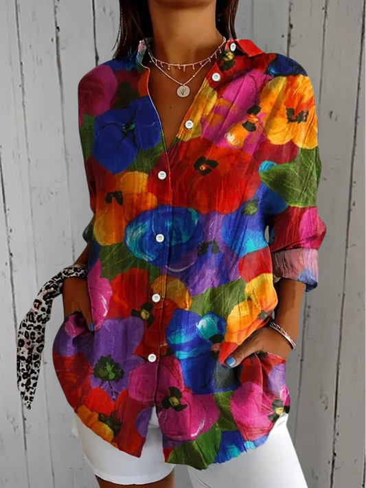 Annette™ | Blouse Artistique Vive à Boutons