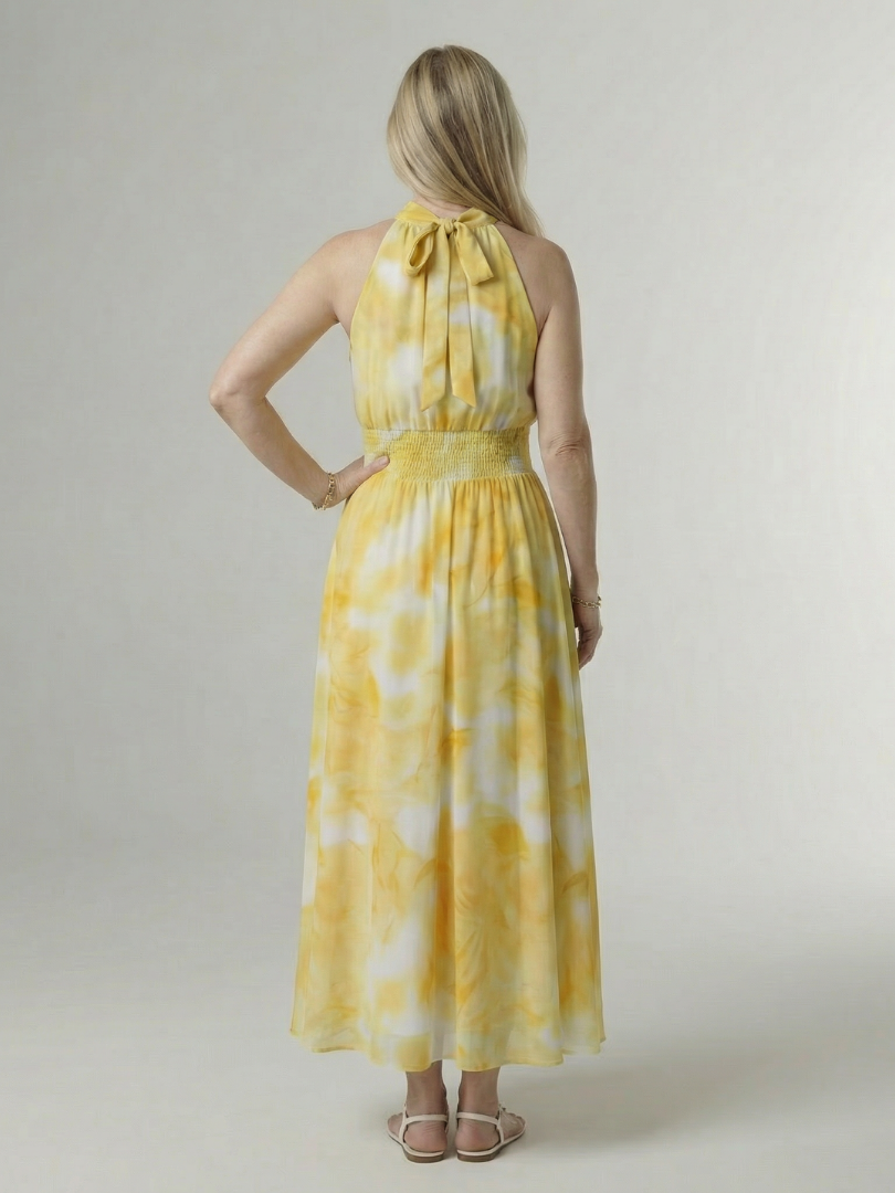 ROCÍO | Robe midi à encolure américaine froncée Sylin
