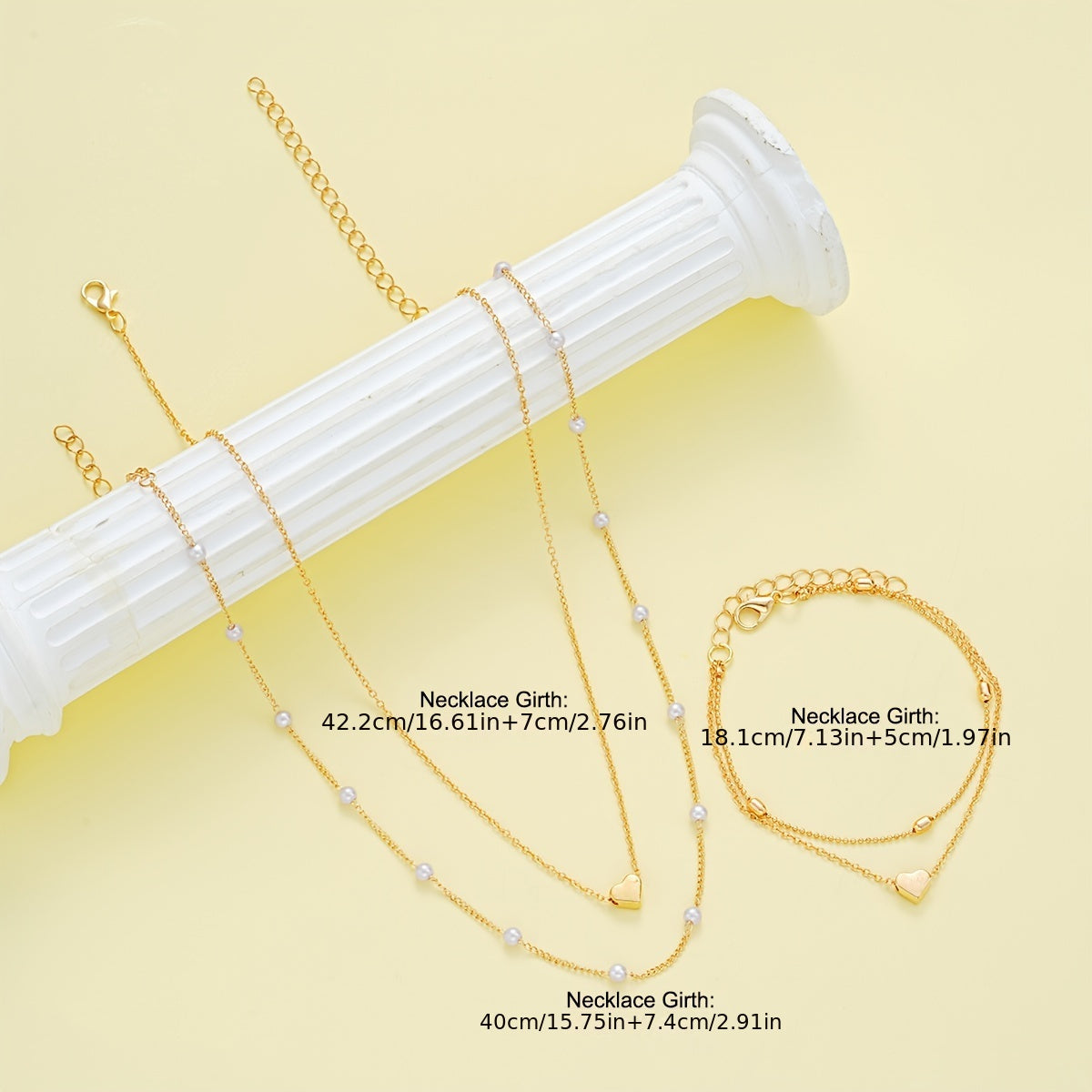 Margaux™ | Set Bijoux Cœur & Perles Superposés