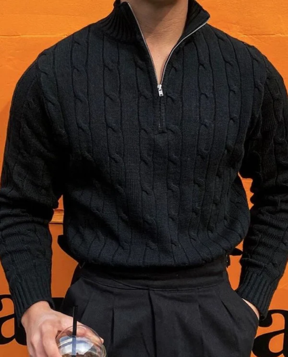 Pull en maille texturée à fermeture éclair Chartwell