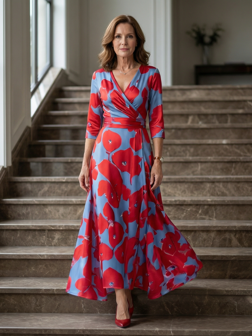 ROCÍO | Robe midi croisée avec col Celine