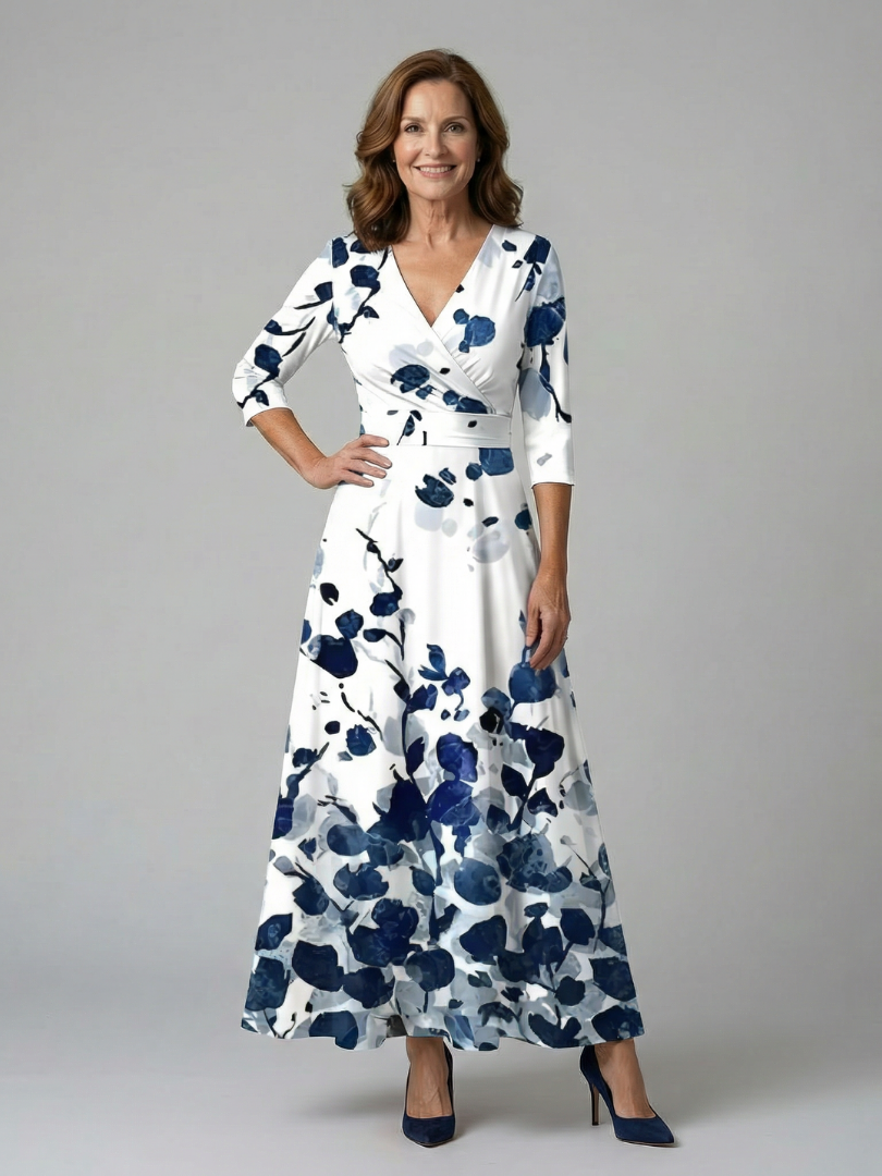ROCÍO | Robe midi croisée avec col Celine