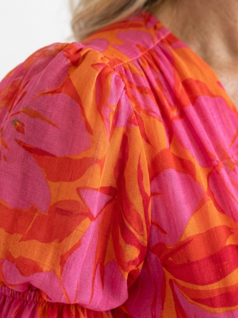 ROCÍO | Vestido Midi de Mangas Abullonadas