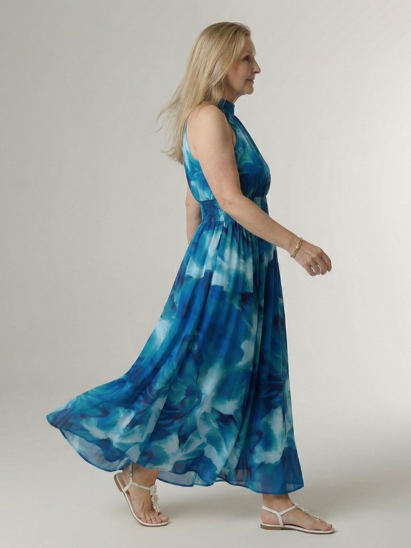 ROCÍO | Robe midi à encolure américaine froncée Sylin