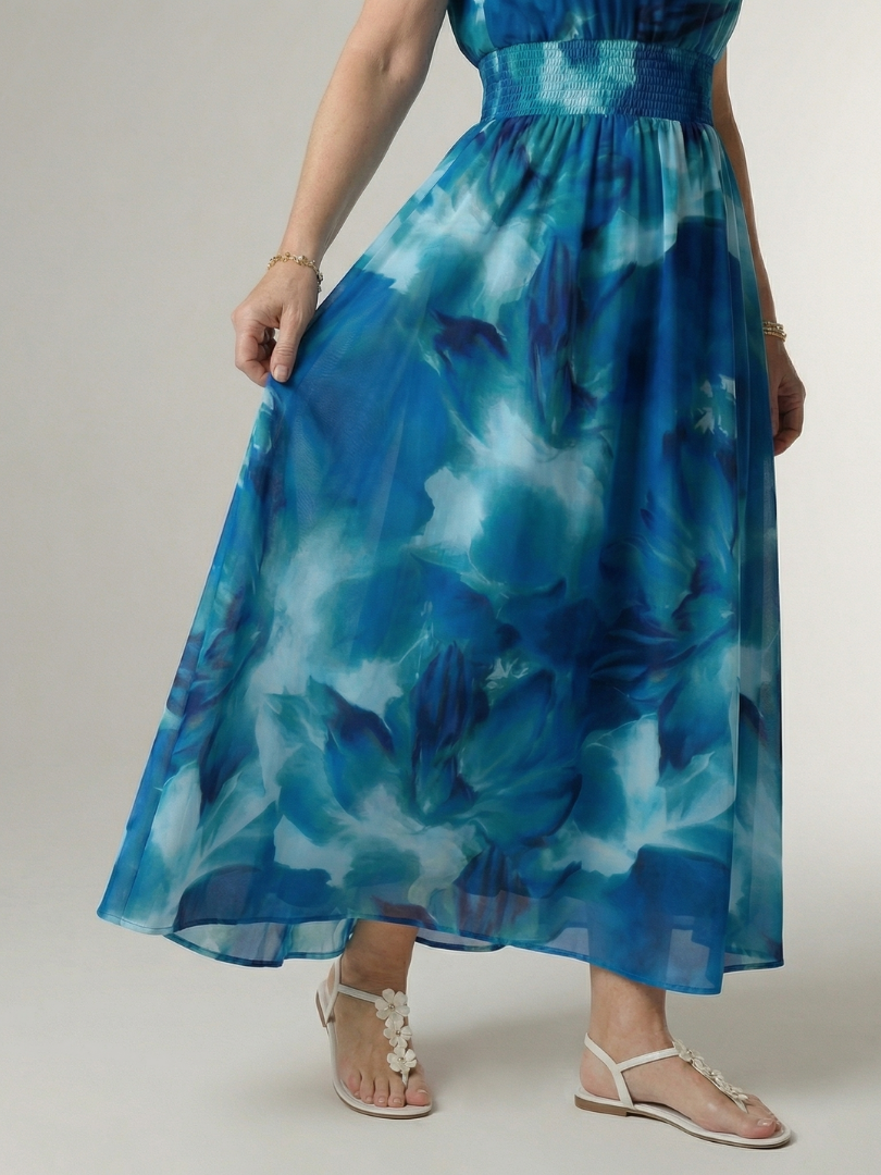 ROCÍO | Robe midi à encolure américaine froncée Sylin
