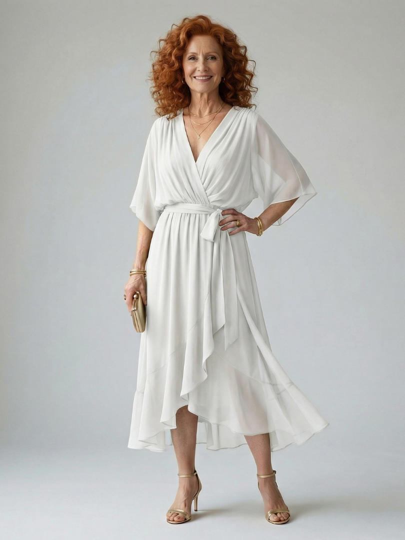 ROCÍO | Robe midi drapée Elric