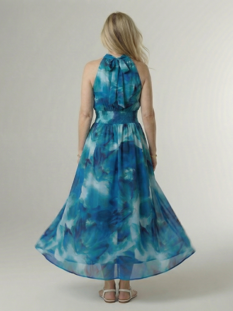 ROCÍO | Robe midi à encolure américaine froncée Sylin