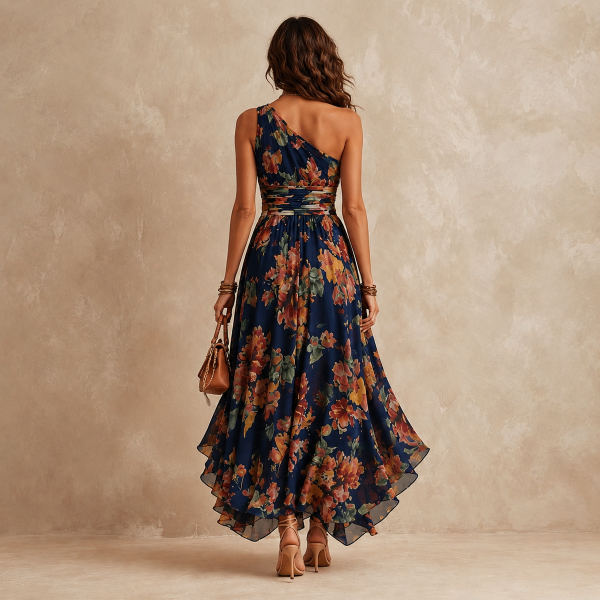 Celeste | Robe longue à fleurs asymétrique