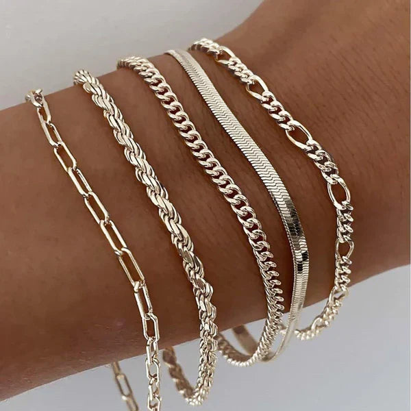 Emilia - Ensemble de 5 bracelets en or