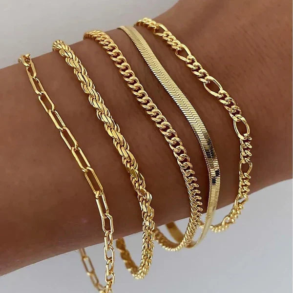 Emilia - Ensemble de 5 bracelets en or