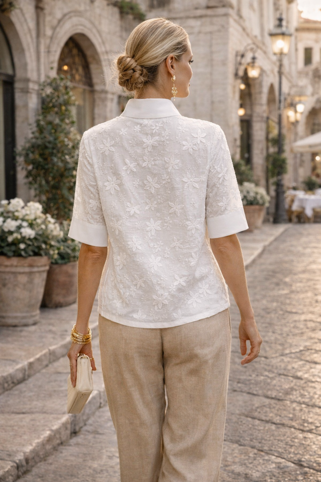 Bérénice | Blouse Brodée Col Haut