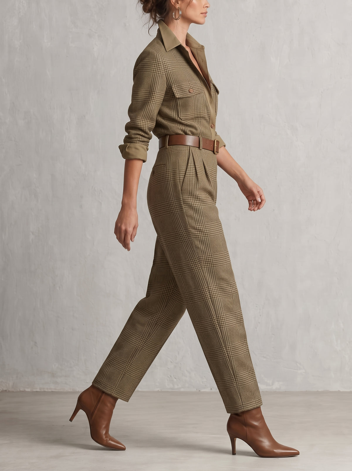 Célia | Combinaison Marron aux Détails Raffinés