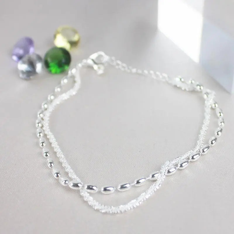Éléonore™ | Set de Bracelets Argentés aux Détails de Zircon