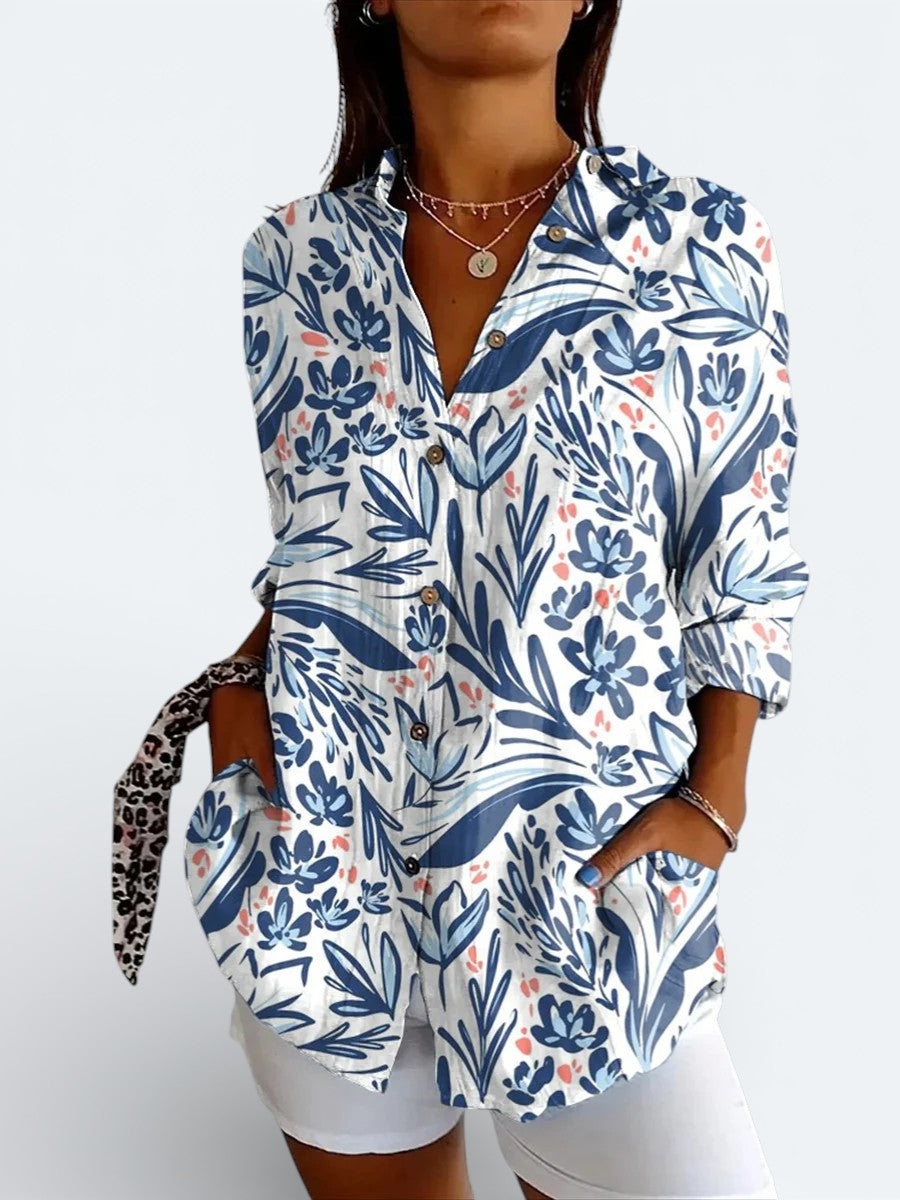 Valérie™ | Blouse Artistique Vive à Boutons