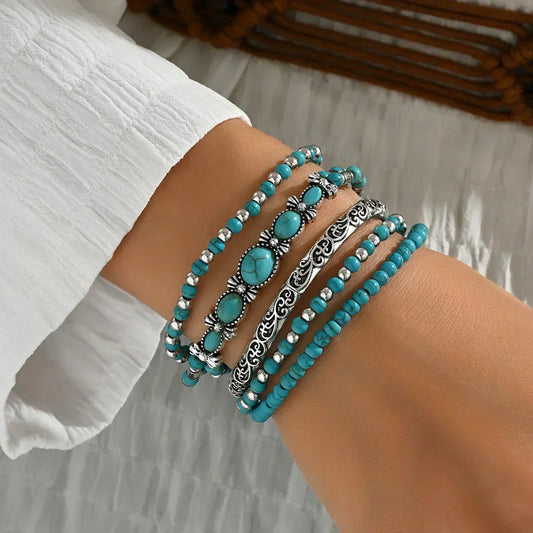 Verónica - Ensemble de bracelets à perles turquoise